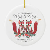 Gehuwde lesbische koppel gepersonaliseerde Festive Keramisch Ornament (Achterkant)