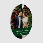Gehuwde Merry Calligraphy Heart Wedding Green Ornament (voorkant)