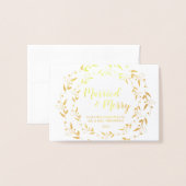 Gehuwde Merry eerste kerstfeest Wreath Weddenfoto Folie Kaarten (Voorkant met envelop)