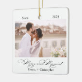 Gehuwde Merry Foto Eerste Kerstmis Keramisch Ornament (Links)