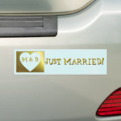 Gehuwde Monogram Mint Green/Gold Bumpersticker (Op auto)