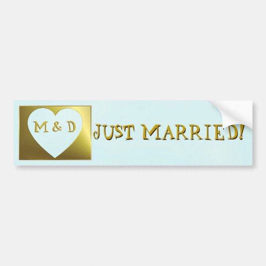 Gehuwde Monogram Mint Green/Gold Bumpersticker (Voorkant)