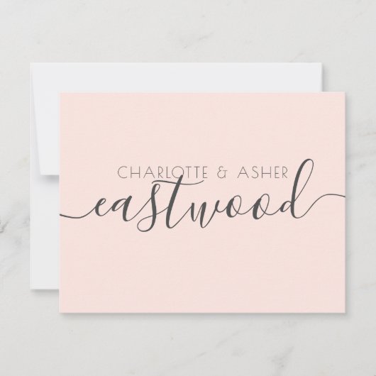 Gehuwde naam Blush Pink Weddenschap Monogram Opmer Notitiekaartje (Voorkant)