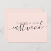 Gehuwde naam Blush Pink Weddenschap Monogram Opmer Notitiekaartje (Voorkant / Achterkant)