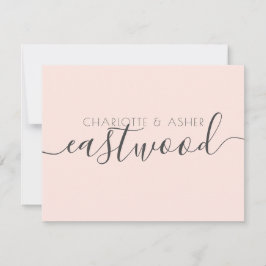 Gehuwde naam Blush Pink Weddenschap Monogram Opmer Notitiekaartje