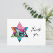 Gehuwde regenboogjoodse Star Bat Mitzvah Hartelijk RSVP Kaartje (Staand voorkant)