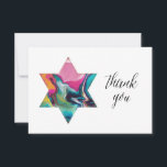 Gehuwde regenboogjoodse Star Bat Mitzvah Hartelijk RSVP Kaartje<br><div class="desc">Regenboog marmering binnen Joodse ster; "dank u" in moderne kalligrafie,  zwarte kleur is bewerkbaar. Pas de achtergrondkleuren van voor en achter aan,  voeg uw eigen tekst of foto naar wens toe aan de achterkant.</div>