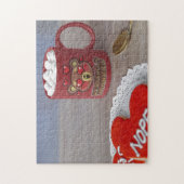 Gehuwde Valentijnsdag Koffie Mok Harten Beer Legpuzzel (Verticaal)