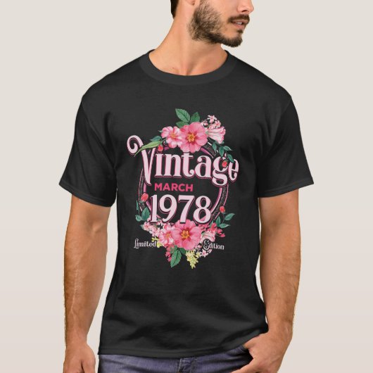 gehuwde vrouwen geboren in maart 1978 bloemen t-shirt (Voorkant)