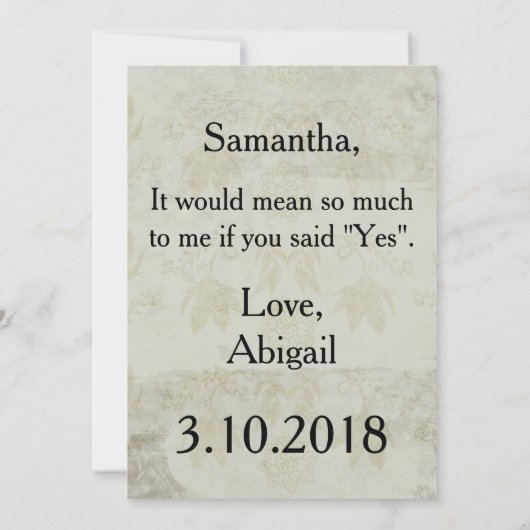 Geïdentificeerd of Bridesmaid Kaart (Achterkant)