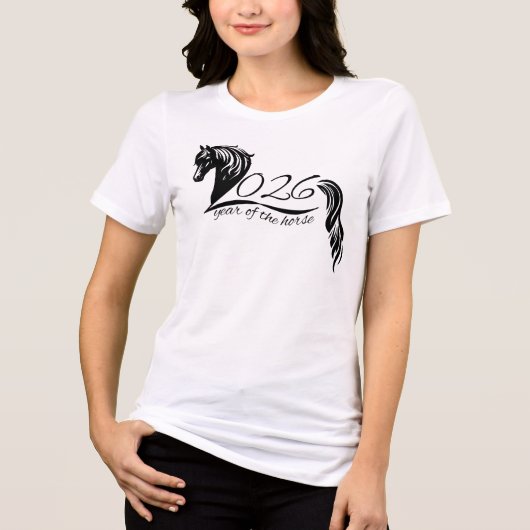 Geïllustreerd 2026 Jaar van het Paard Tri-Blend Shirt (Voorkant)