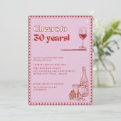 Geïllustreerd 30e verjaardag Proost tot 30 jaar! Kaart (Staand voorkant)