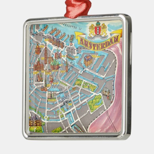  geïllustreerd Amsterdams Kaart Ornament (Links)