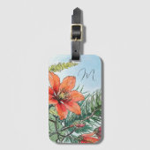Geïllustreerd Aquarel Botanisch Oranje Bloemmotief Bagagelabel (Voorkant (verticaal))