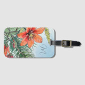 Geïllustreerd Aquarel Botanisch Oranje Bloemmotief Bagagelabel (Voorkant (horizontaal))