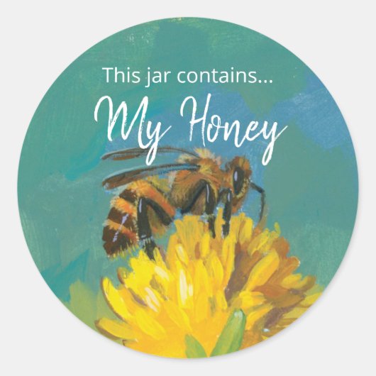 Geïllustreerd Bee Honey Canning Jar Label (Voorkant)