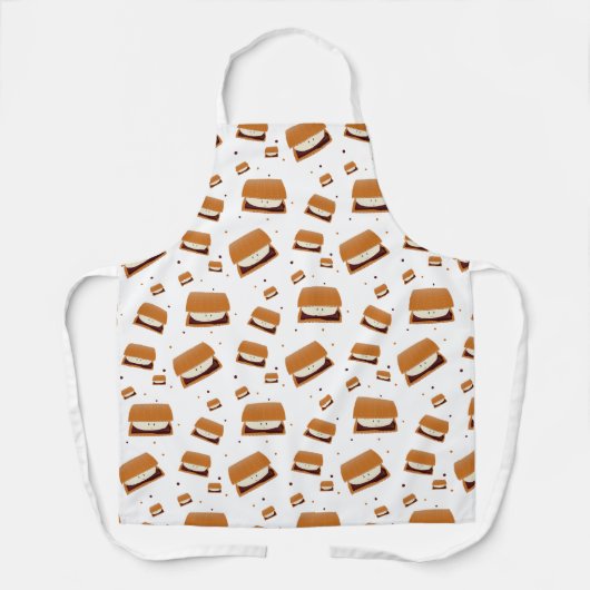 Geïllustreerd Brown White Smiling S'more patroon Schort (Voorkant)