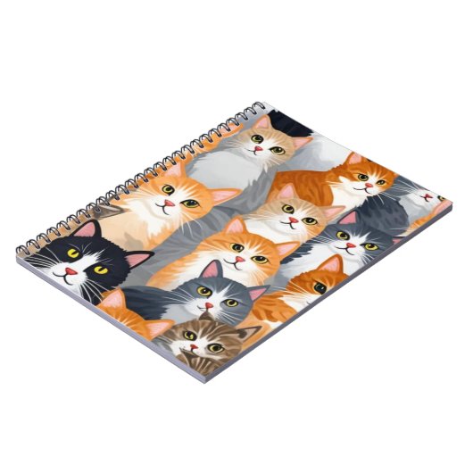 Geïllustreerd Cat Crowd Notitieboek (Linkerzijde)