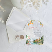 Geïllustreerd Comomeer Italië bruiloft Acryl Uitnodigingen