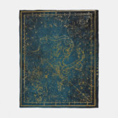 geïllustreerd donkerblauw & Gold Star-kaart Fleece Deken (Voorkant)