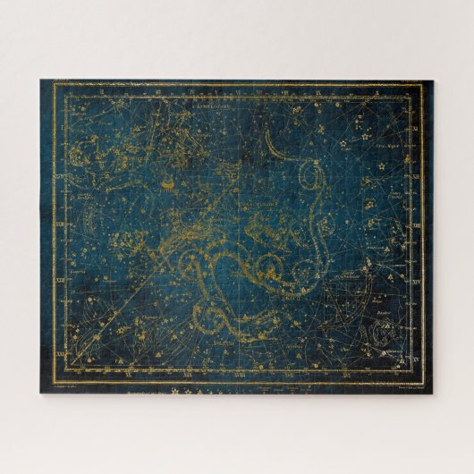 geïllustreerd donkerblauw & Gold Star-kaart Legpuzzel (Horizontaal)