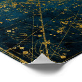  geïllustreerd donkerblauw & Gold Star-kaart Poster (Hoek)