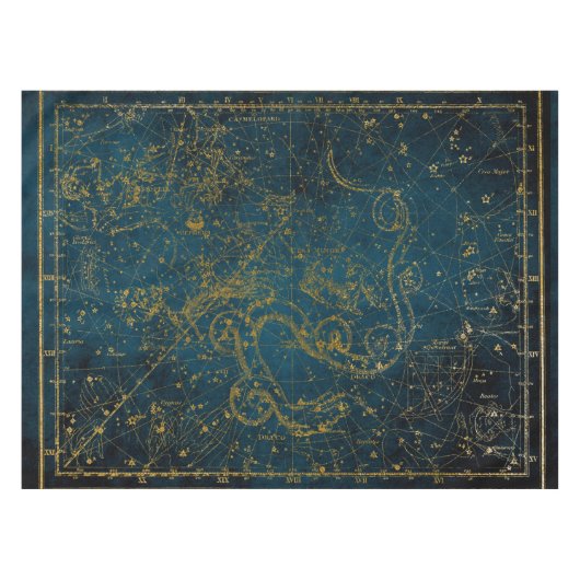  geïllustreerd donkerblauw & Gold Star-kaart Tafelkleed (Voorkant (Horizontaal))