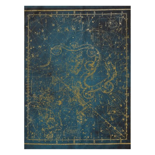  geïllustreerd donkerblauw & Gold Star-kaart Tafelkleed (Voorkant)