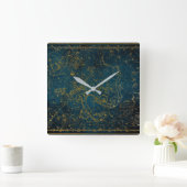  geïllustreerd donkerblauw & Gold Star-kaart Vierkante Klok (Huis)