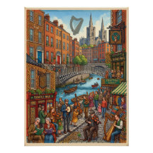 Geïllustreerd Dublin Straatleven & Keltisch Erfgoe