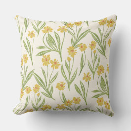 Geïllustreerd geel wild bloem madeliefje patroon kussen