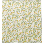 Geïllustreerd geel wild kegel bloem patroon douchegordijn (Voorkant)