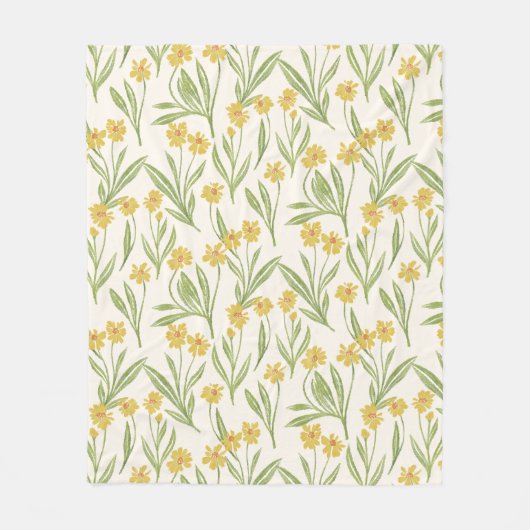 Geïllustreerd geel wild kegel bloem patroon fleece deken (Voorkant)