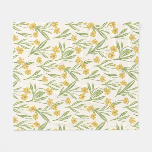 Geïllustreerd geel wild kegel bloem patroon fleece deken (Voorkant (Horizontaal))