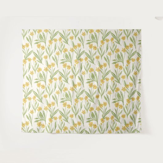 Geïllustreerd geel wild kegel bloem patroon wandkleed (Voorkant (horizontaal))