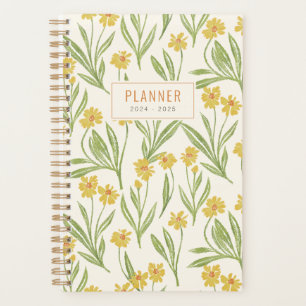 Geïllustreerd  geel Wildbloempatroon Planner