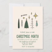 Geïllustreerd geschreven Green Christmas Trees Par Kaart (Voorkant)