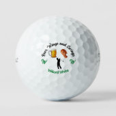Geïllustreerd Grappig Monogram Genaamd Zwart en Gr Golfballen (Voorkant)