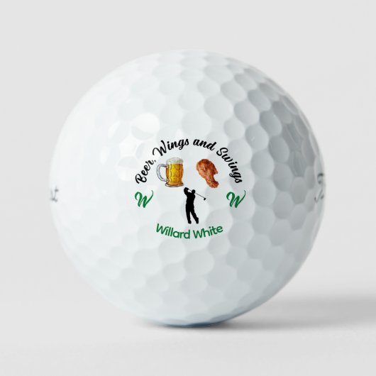 Geïllustreerd Grappig Monogram Genaamd Zwart en Gr Golfballen (Voorkant)