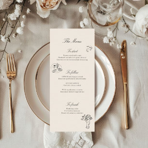 Geïllustreerd grillig huwelijksmenu menu