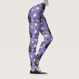 Geïllustreerd Halloween Patroon met paarse Leggings