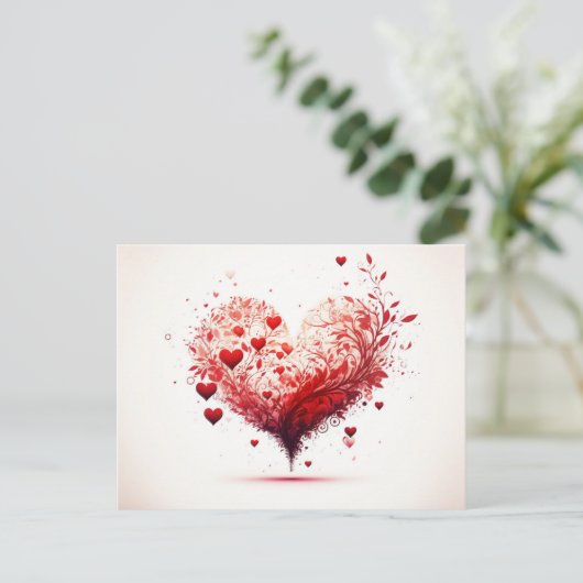Geillustreerd hart briefkaart (Staand voorkant)