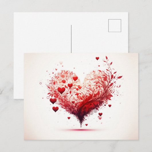 Geillustreerd hart briefkaart (Voorkant / Achterkant)