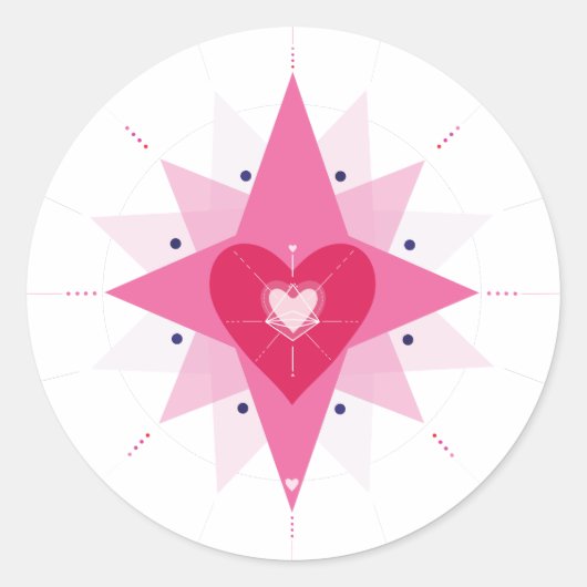 Geïllustreerd Hart Roze Rode Cirkel Sticker (Voorkant)