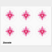 Geïllustreerd Hart Roze Rode Cirkel Sticker (Vel)