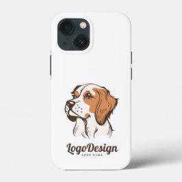 Geïllustreerd hondenlogo met een bruine en witte  Case-Mate iPhone case
