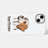 Geïllustreerd hondenlogo met een bruine en witte Case-Mate iPhone case (Achterkant (horizontaal))