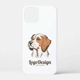 Geïllustreerd hondenlogo met een bruine en witte  Case-Mate iPhone case