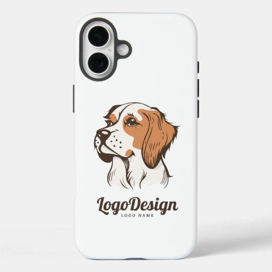 Geïllustreerd hondenlogo met een bruine en witte Case-Mate iPhone case (Achterkant)