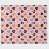 Geïllustreerd kattengezichtspatroon cadeaupapier (Vlak)